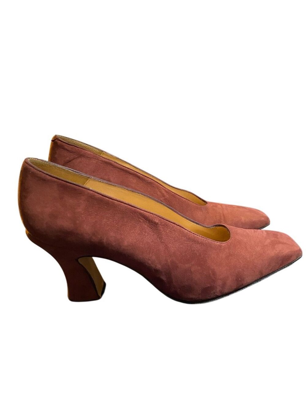 Sasha London healed Swede pumps, slip on square 8 reddish brown